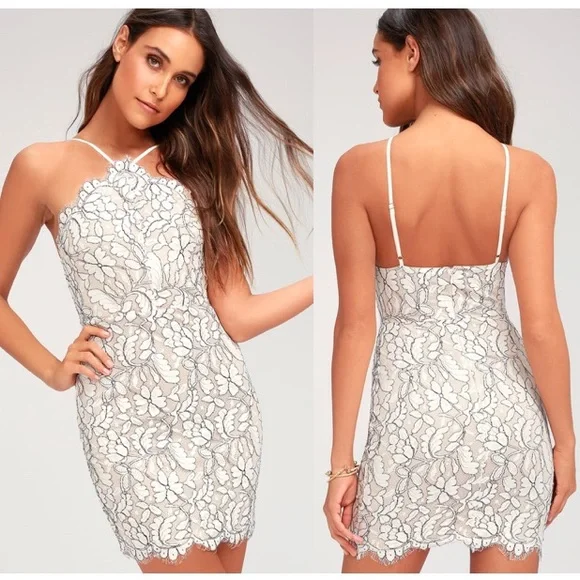 Lulus | Dresses | Lulus White Beige Ivory Lace Bodycon Dress | Poshmark